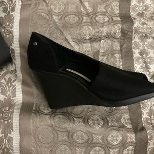 Black All purpose low wedge heels